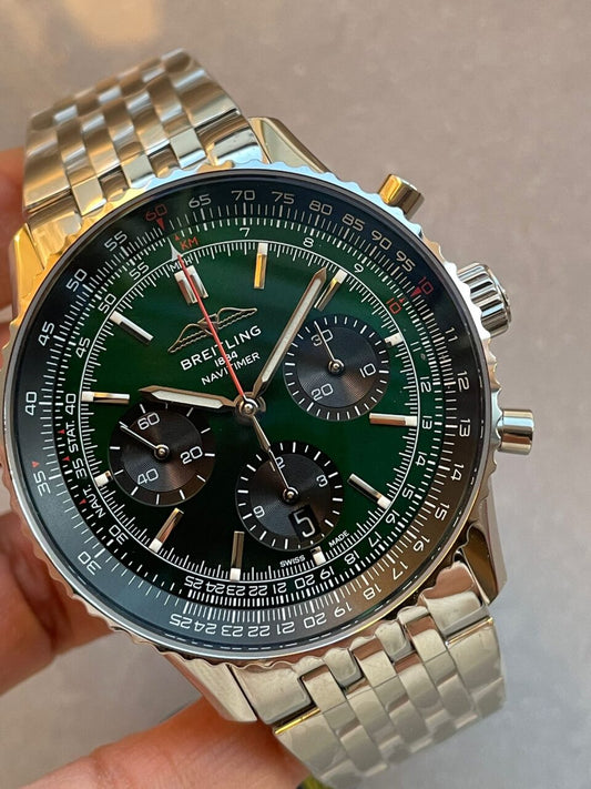 BLS Factory 1:1 Breitling Navitimer 01 Best Edition SS Edition Green Dial A7750
