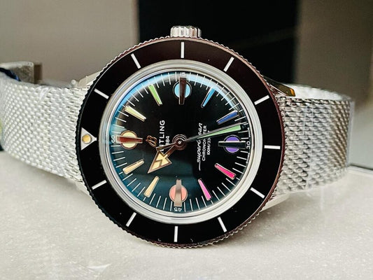 GF Factory 1:1 Breitling SuperOcean Heritage 57 SS/Black Ceramic Bezel Black Dial Colors Markers A2824
