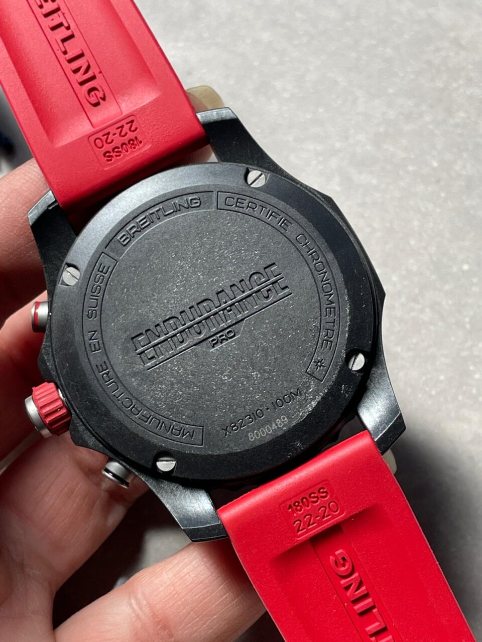 OGF Factory 1:1 Breitling Endurance pro 44mm Black dial Red Rubber Strap quartz movement