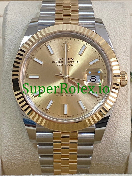 Rolex Datejust 41 Yellow Gold Champagne Index Dial Ref.126333