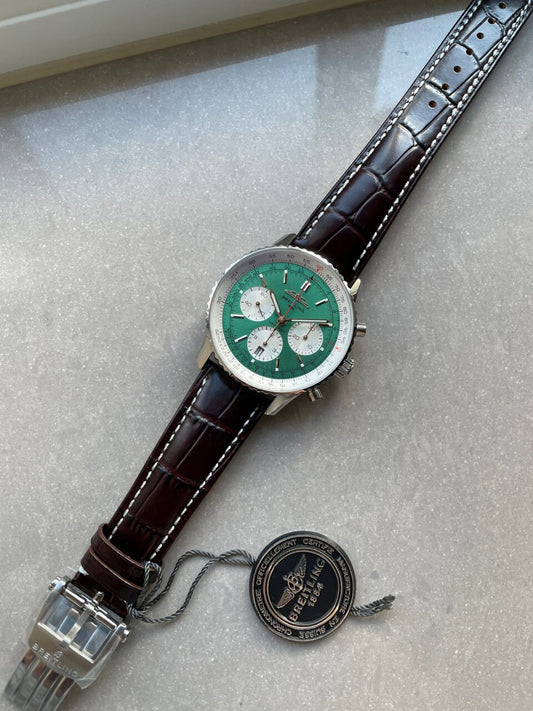 BLS Factory 1:1 Breitling Navitimer 01 Best Edition SS Edition Green Dial A7750