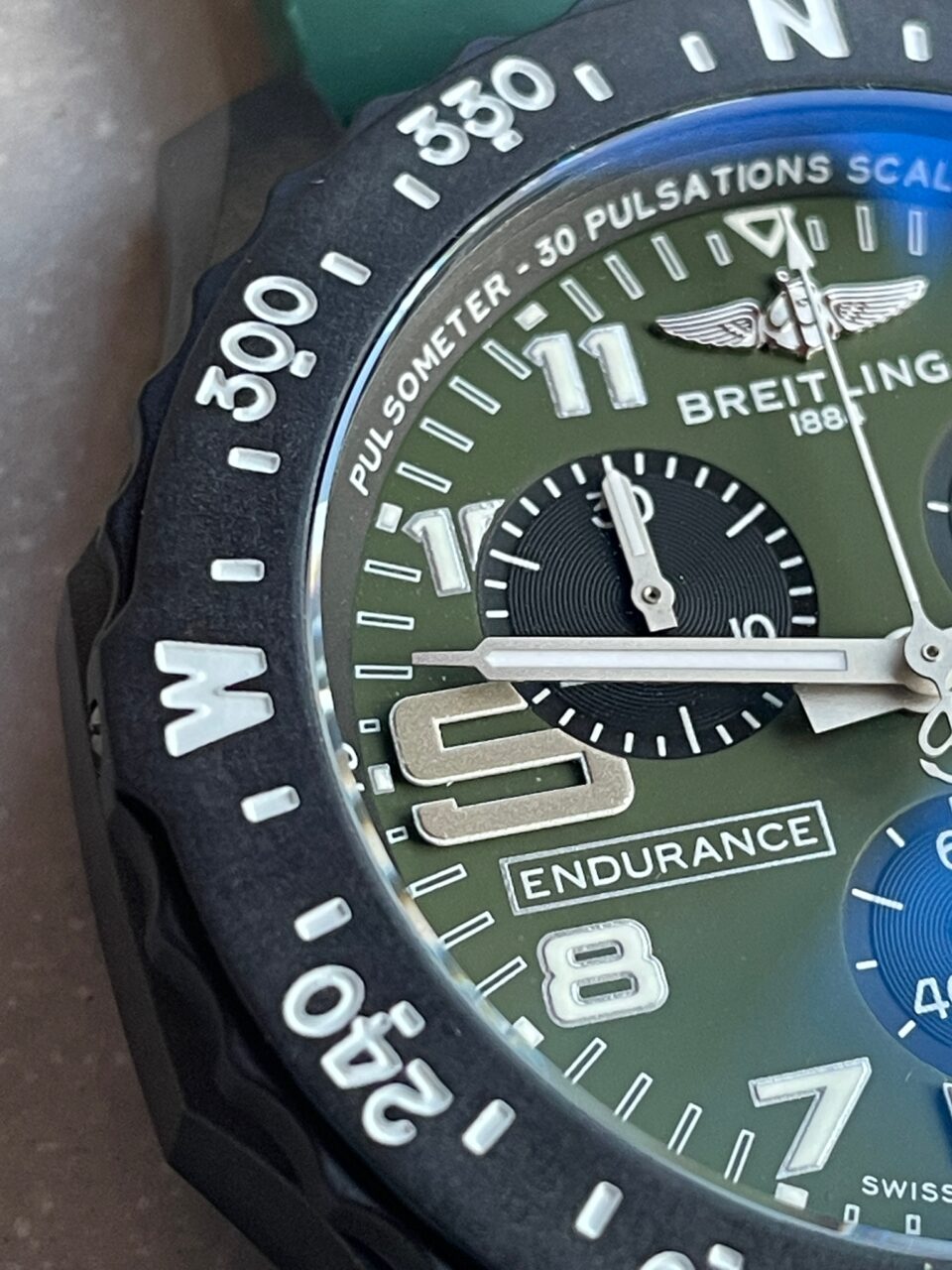 OGF Factory 1:1 Breitling Endurance pro 44mm Army green dial green Rubber Strap quartz movement