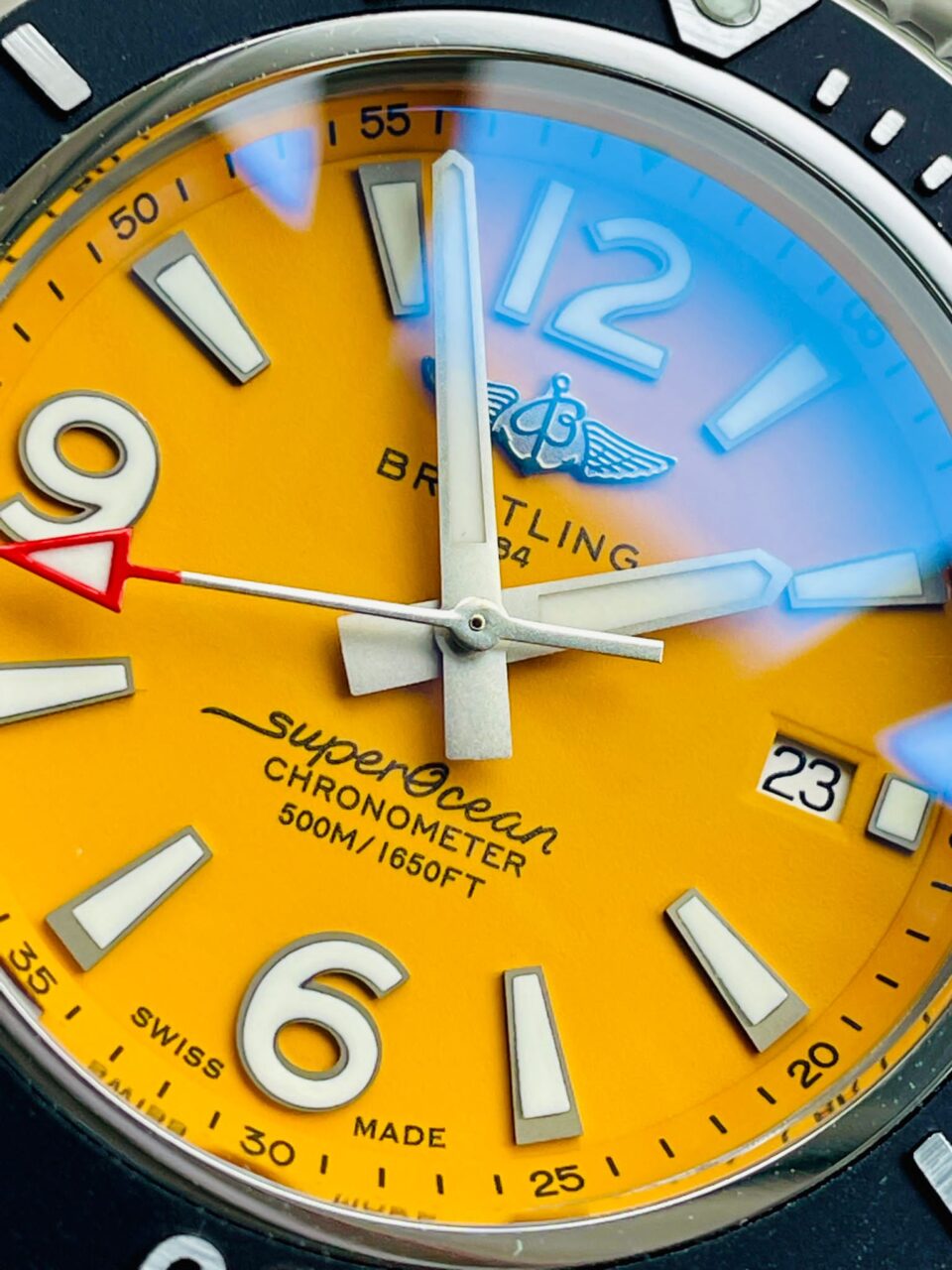 BLSF Factory 1:1 Breitling Superocean Automatic 44mm Best Edition Yellow Dial Black Bezel A2824