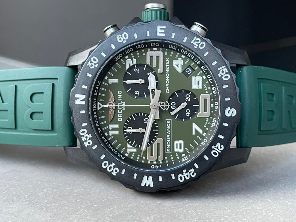 OGF Factory 1:1 Breitling Endurance pro 44mm Army green dial green Rubber Strap quartz movement