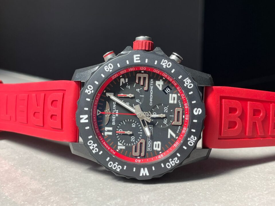 OGF Factory 1:1 Breitling Endurance pro 44mm Black dial Red Rubber Strap quartz movement