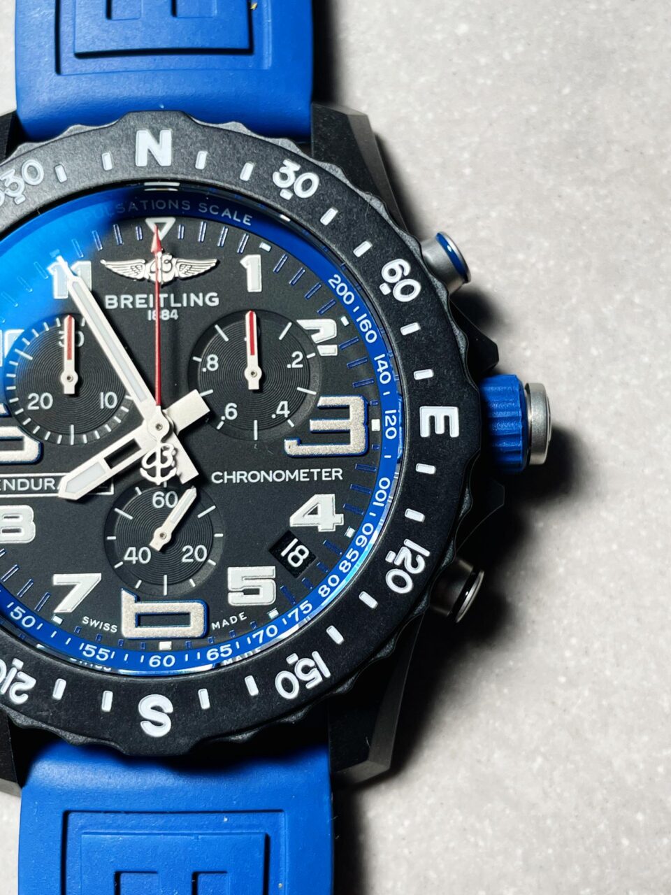 OGF Factory 1:1 Breitling Endurance pro 44mm Black dial Blue Rubber Strap quartz movement