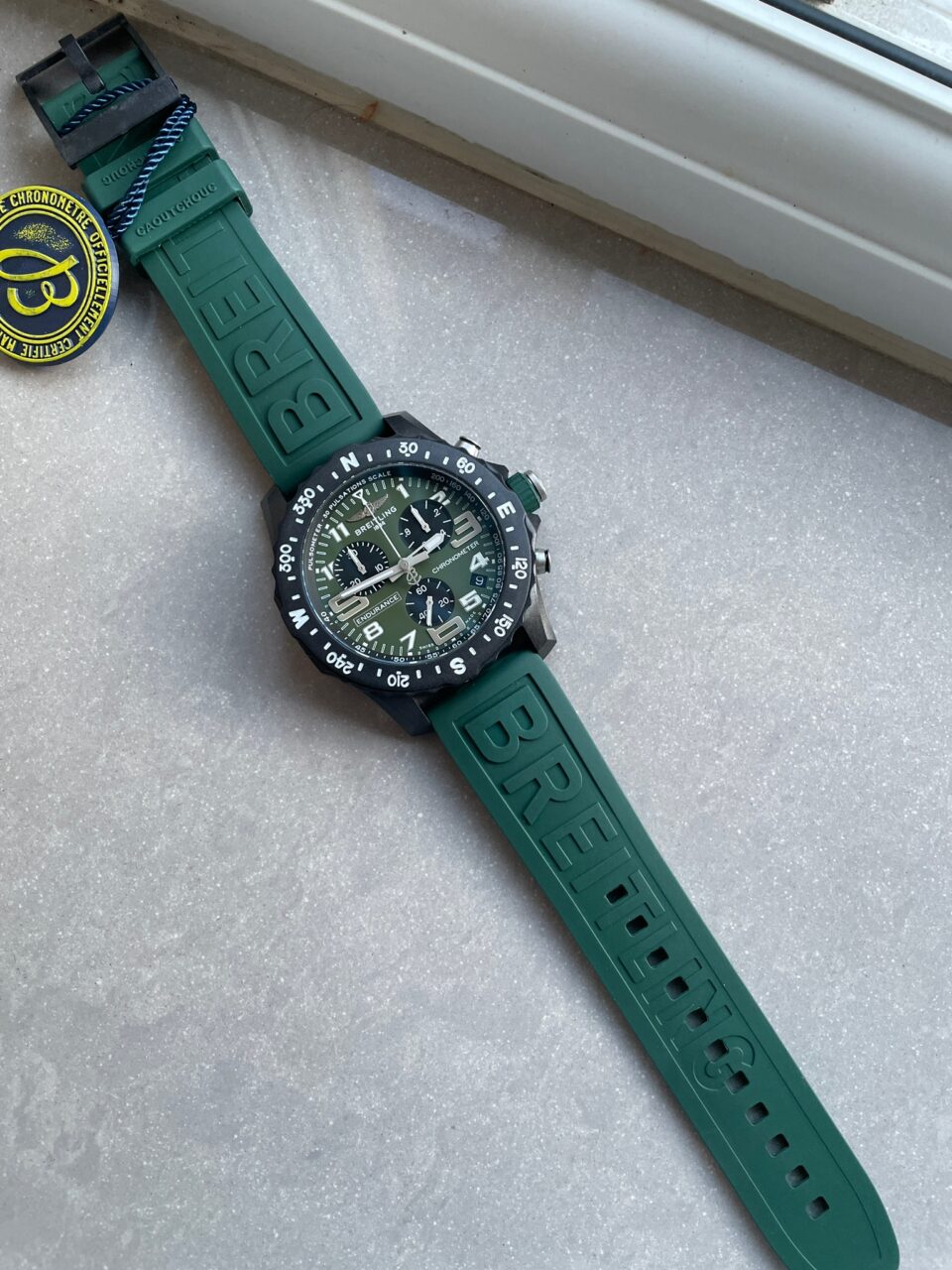 OGF Factory 1:1 Breitling Endurance pro 44mm Army green dial green Rubber Strap quartz movement