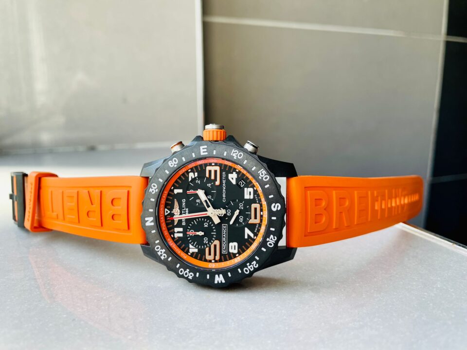OGF Factory 1:1 Breitling Endurance pro 44mm Black dial orange Rubber Strap quartz movement