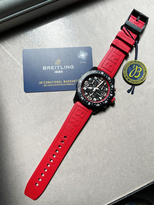 OGF Factory 1:1 Breitling Endurance pro 44mm Black dial Red Rubber Strap quartz movement