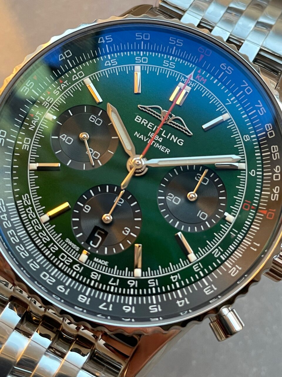 BLS Factory 1:1 Breitling Navitimer 01 Best Edition SS Edition Green Dial A7750