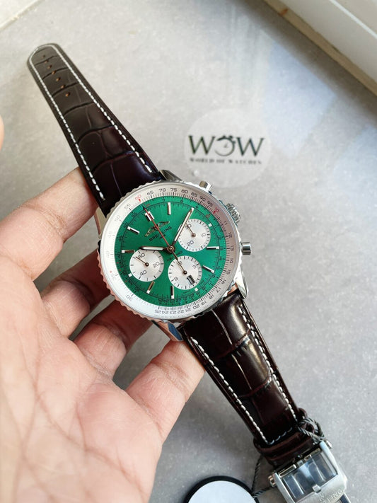 BLS Factory 1:1 Breitling Navitimer 01 Best Edition SS Edition Green Dial A7750
