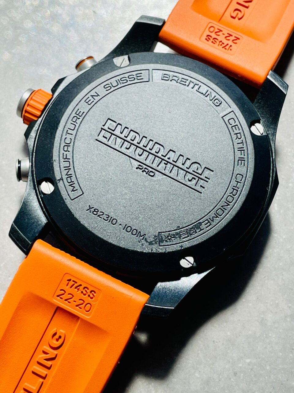OGF Factory 1:1 Breitling Endurance pro 44mm Black dial orange Rubber Strap quartz movement