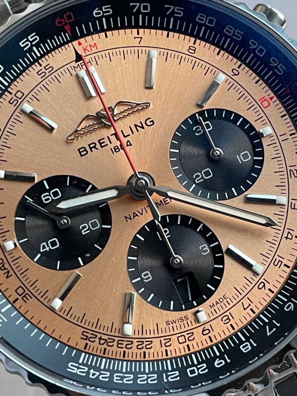 BLS Factory 1:1 Breitling Navitimer 01 Best Edition SS Salmon Dial A7750