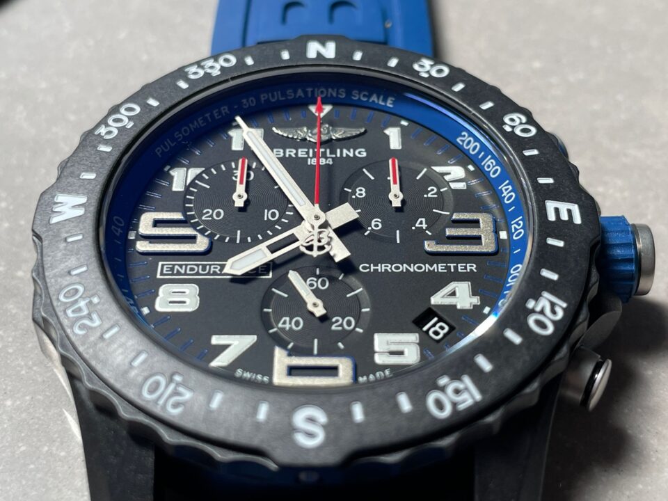 OGF Factory 1:1 Breitling Endurance pro 44mm Black dial Blue Rubber Strap quartz movement
