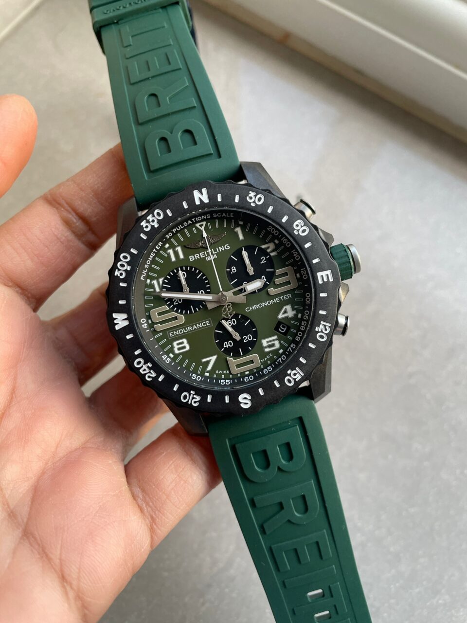 OGF Factory 1:1 Breitling Endurance pro 44mm Army green dial green Rubber Strap quartz movement
