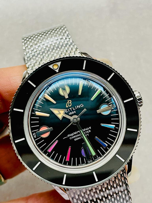 GF Factory 1:1 Breitling SuperOcean Heritage 57 SS/Black Ceramic Bezel Black Dial Colors Markers A2824