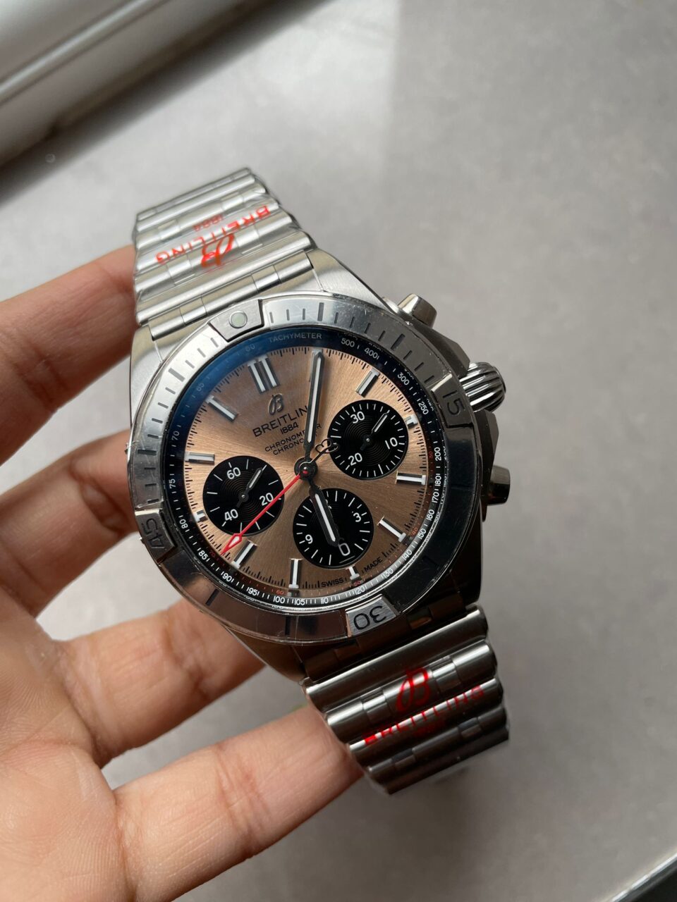 GF Factory 1:1 Breitling Chronomat SS  Copper dial Two Tone Bracelet Watches A7750