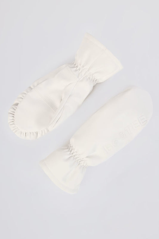 Faux-Leather Gloves in Ice White