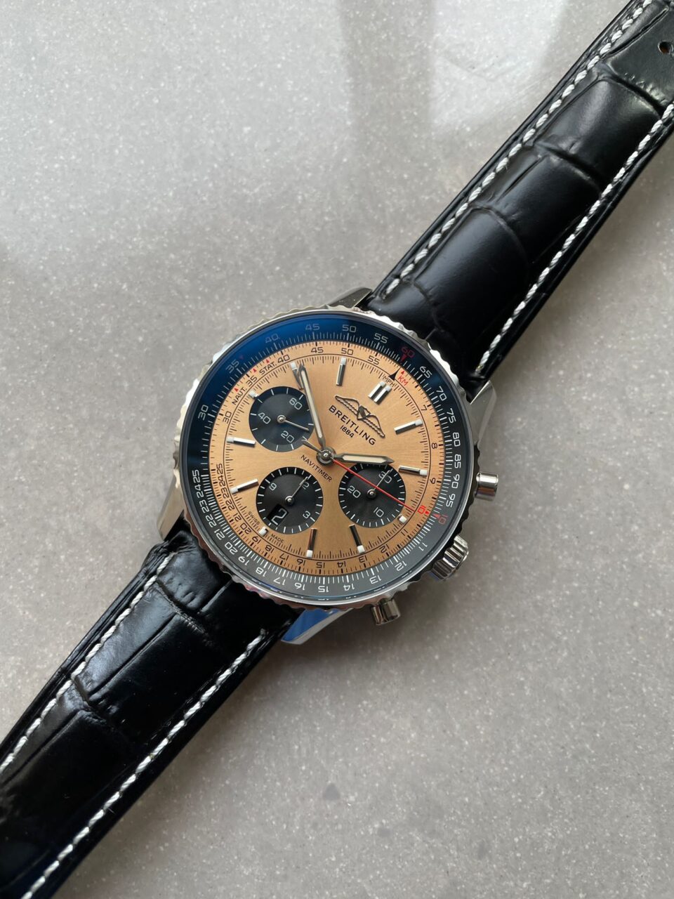 BLS Factory 1:1 Breitling Navitimer 01 Best Edition SS salmon Dial A7750
