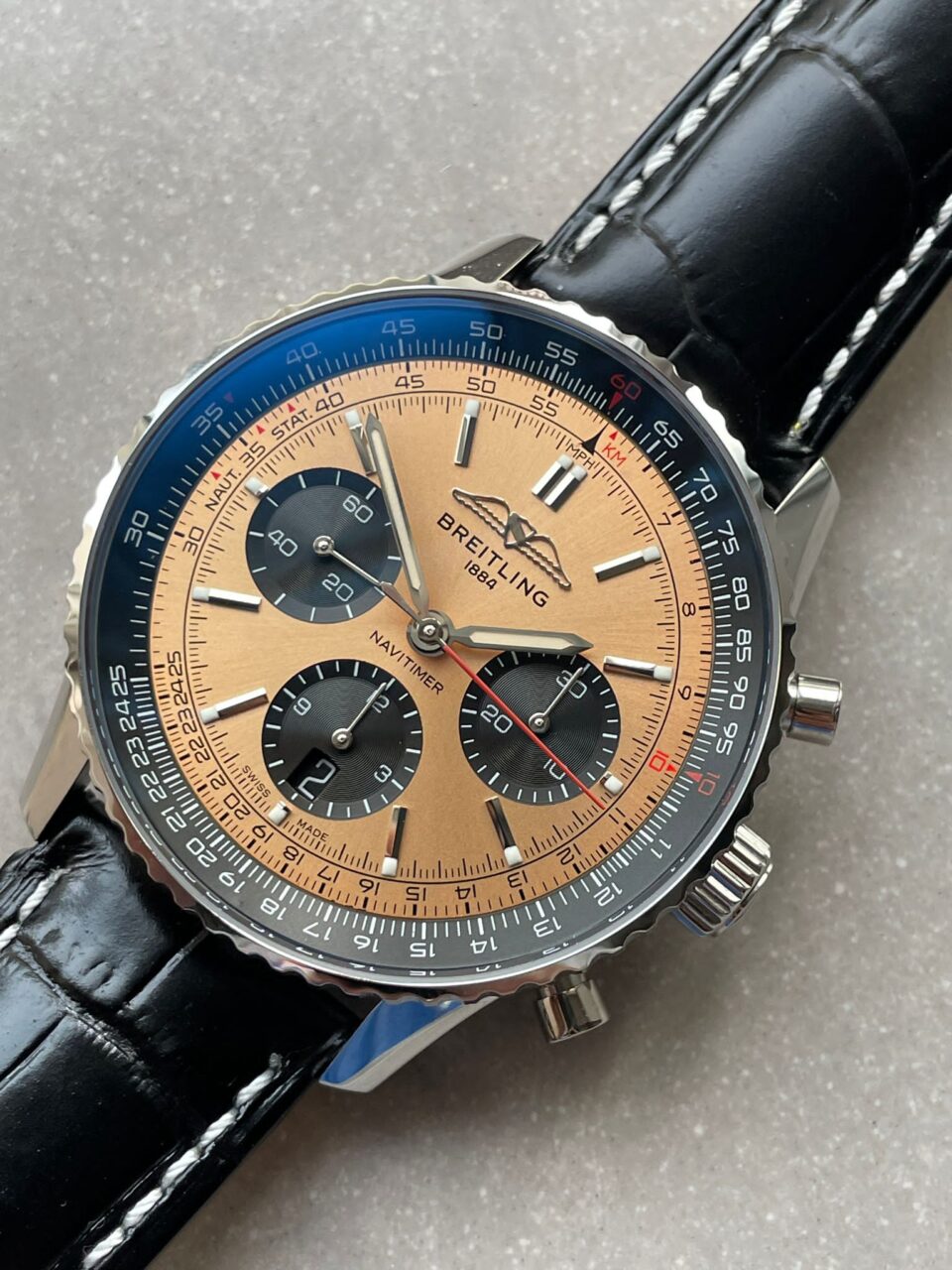 BLS Factory 1:1 Breitling Navitimer 01 Best Edition SS salmon Dial A7750