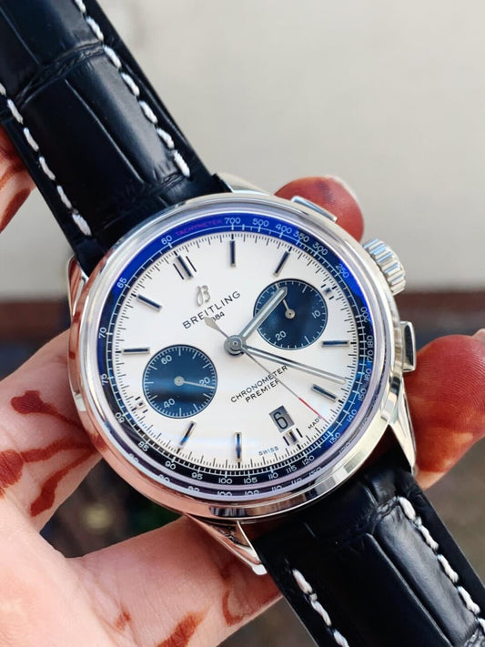 GF Factory 1:1 Breitling Premier B01 Chrono SS 42mm Best Edition White/Black Dial A7750