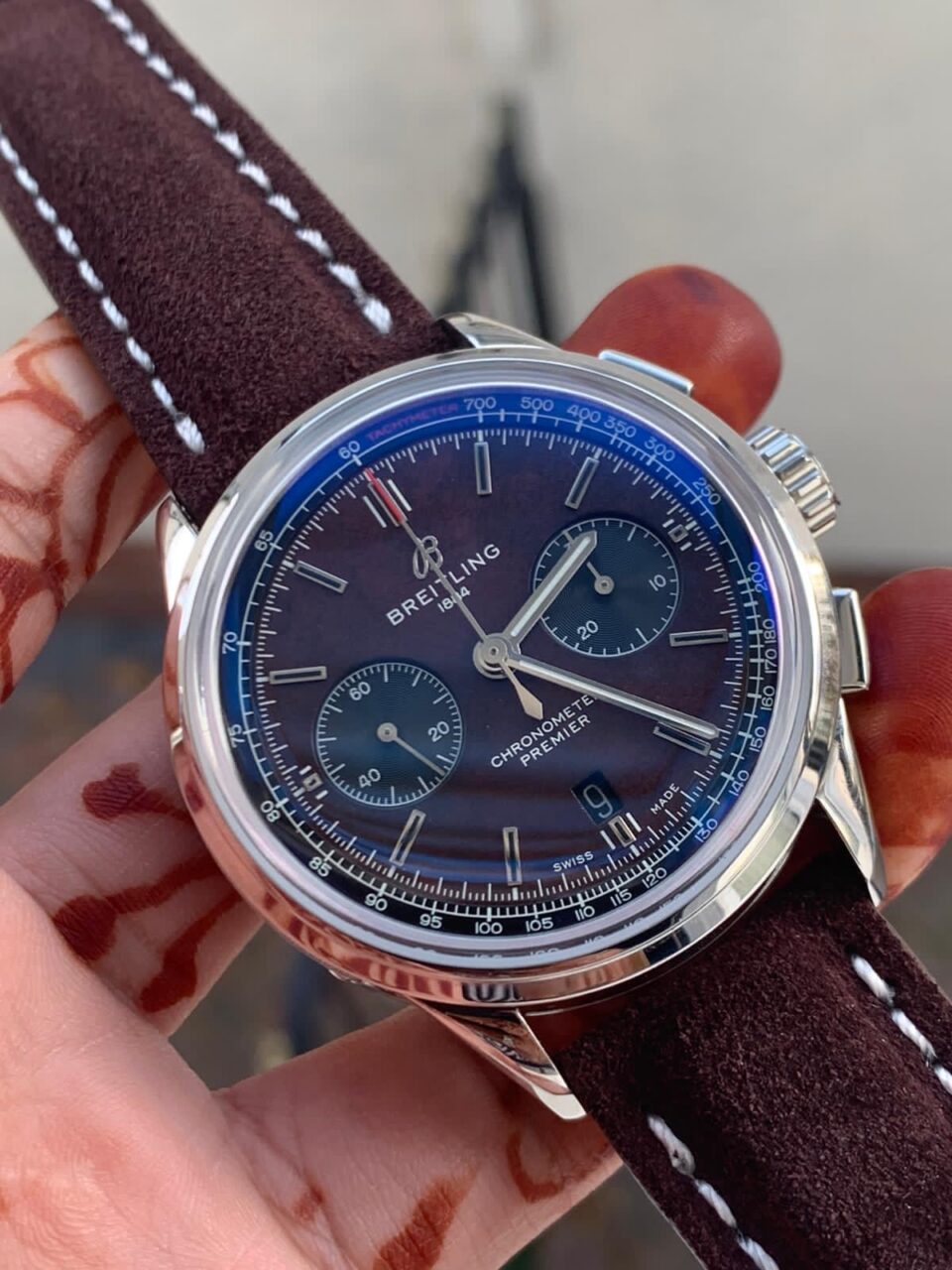GF Factory 1:1 Breitling Premier B01 Chrono SS 42mm Best Edition Brown textured Dial A7750