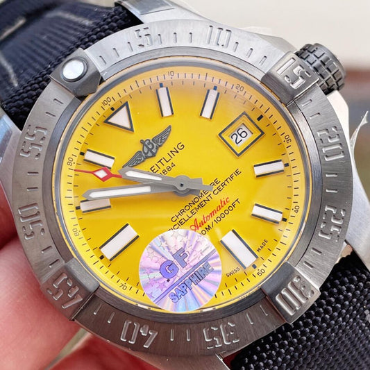 GF Factory 1:1 Breitling Avenger II Seawolf PVD Best Edition Yellow Dial A2824 V2