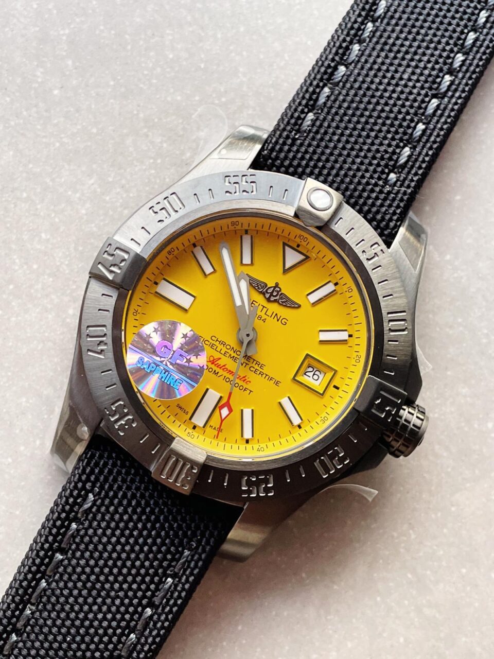 GF Factory 1:1 Breitling Avenger II Seawolf PVD Best Edition Yellow Dial A2824 V2