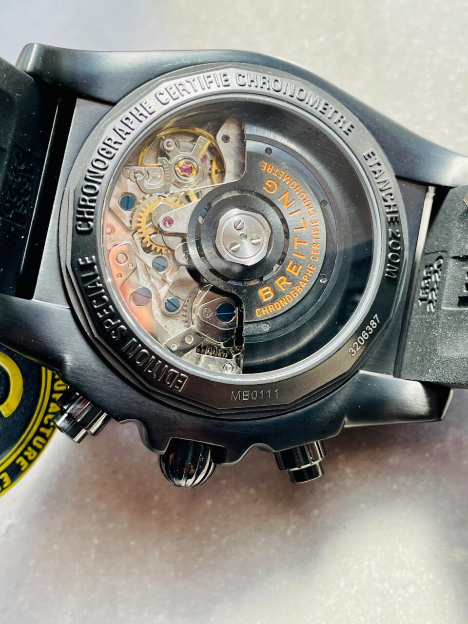 GF Factory 1:1 Breitling Chronomat 44mm Blacksteel Orange Best Edition Black Dial A7750