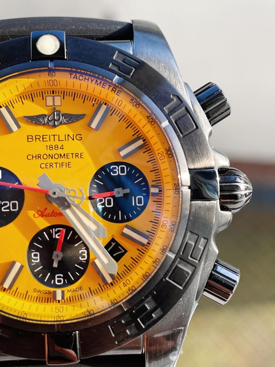 GF Factory 1:1 Breitling Chronomat 44mm Blacksteel Special Edition Yellow Dial A7750