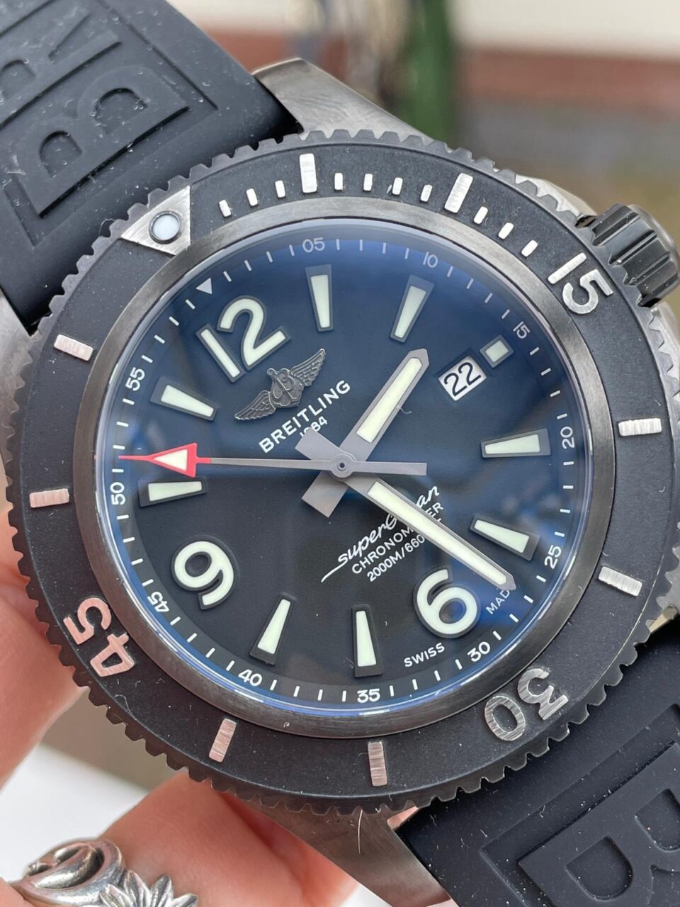 TF Factory 1:1 Breitling Superocean Automatic 44mm Best Edition Black Dial Black Bezel A2824