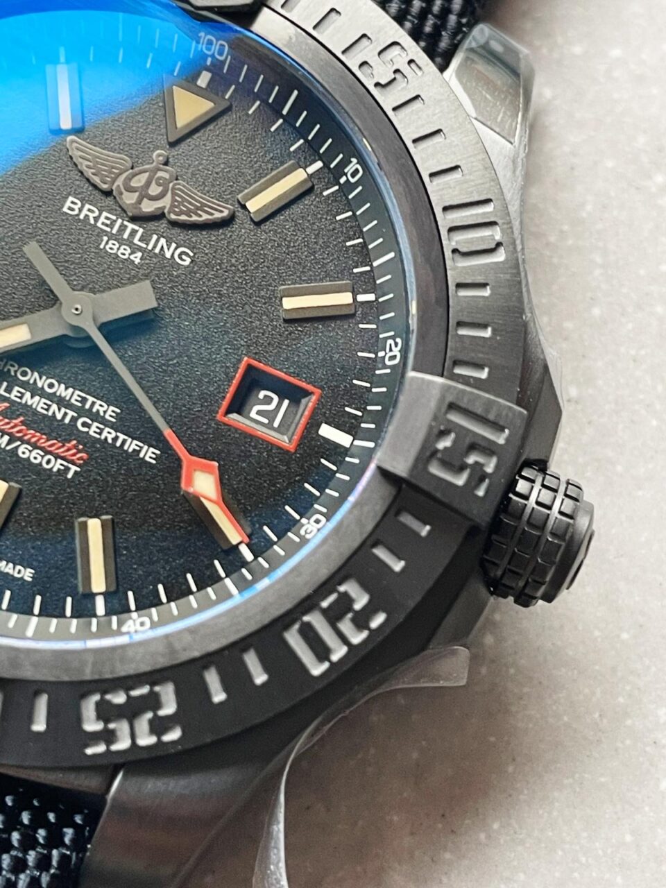 GF Factory 1:1 Breitling AVENGER BLACKBIRD 44MM DLC BEST EDITION TITANIUM CASE BLACK DIAL A2824 V4