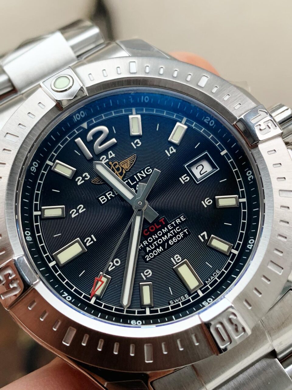 GF Factory 1:1 Breitling Colt Automatic 44mm SS Best Edition BLACK Textured Dial A2824