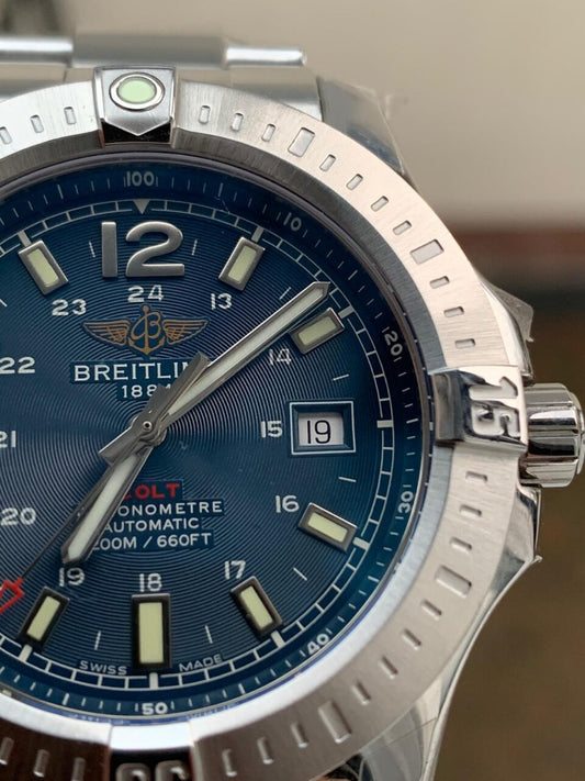 GF Factory 1:1 Breitling Colt Automatic 44mm SS Best Edition BLUE Textured Dial A2824