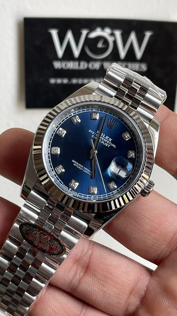 Clean Factory Rolex Datejust 41mm 126334 904L SS Fluted Bezel Blue Dial VR3235