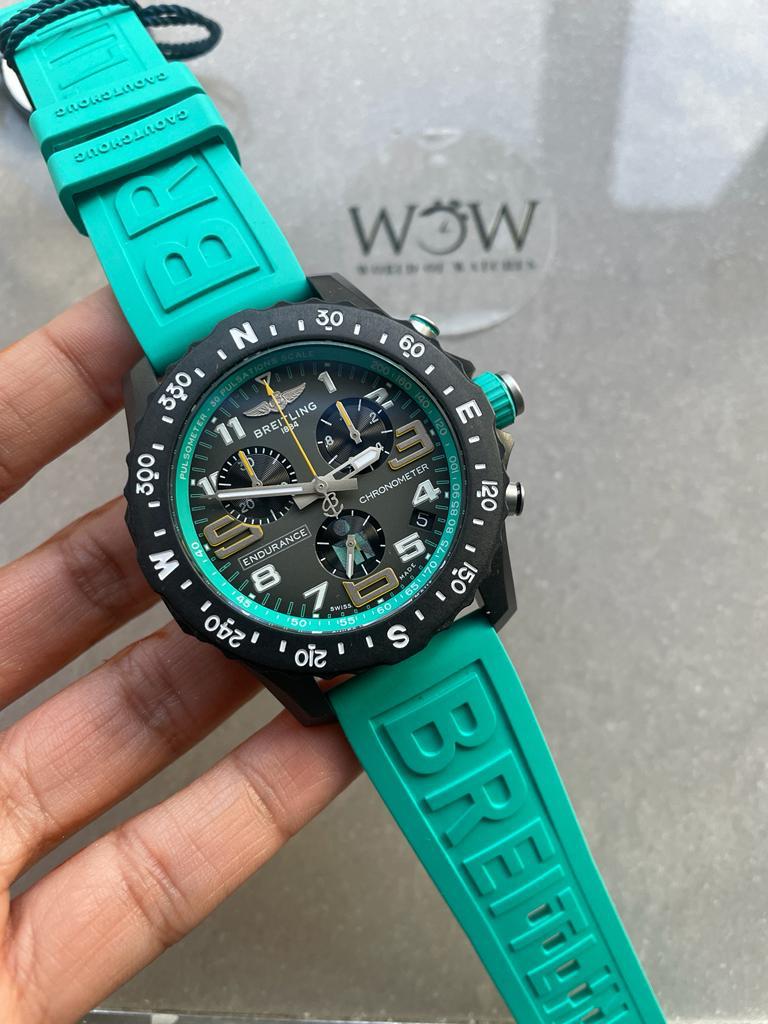 OGF Factory 1:1 Breitling Endurance pro 44mm Army gray dial tiffany Rubber Strap quartz movement