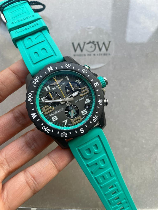 OGF Factory 1:1 Breitling Endurance pro 44mm Army gray dial tiffany Rubber Strap quartz movement