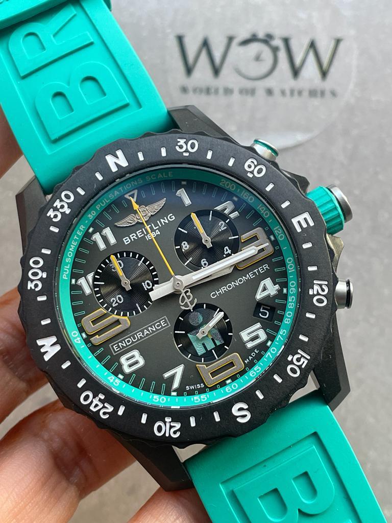 OGF Factory 1:1 Breitling Endurance pro 44mm Army gray dial tiffany Rubber Strap quartz movement