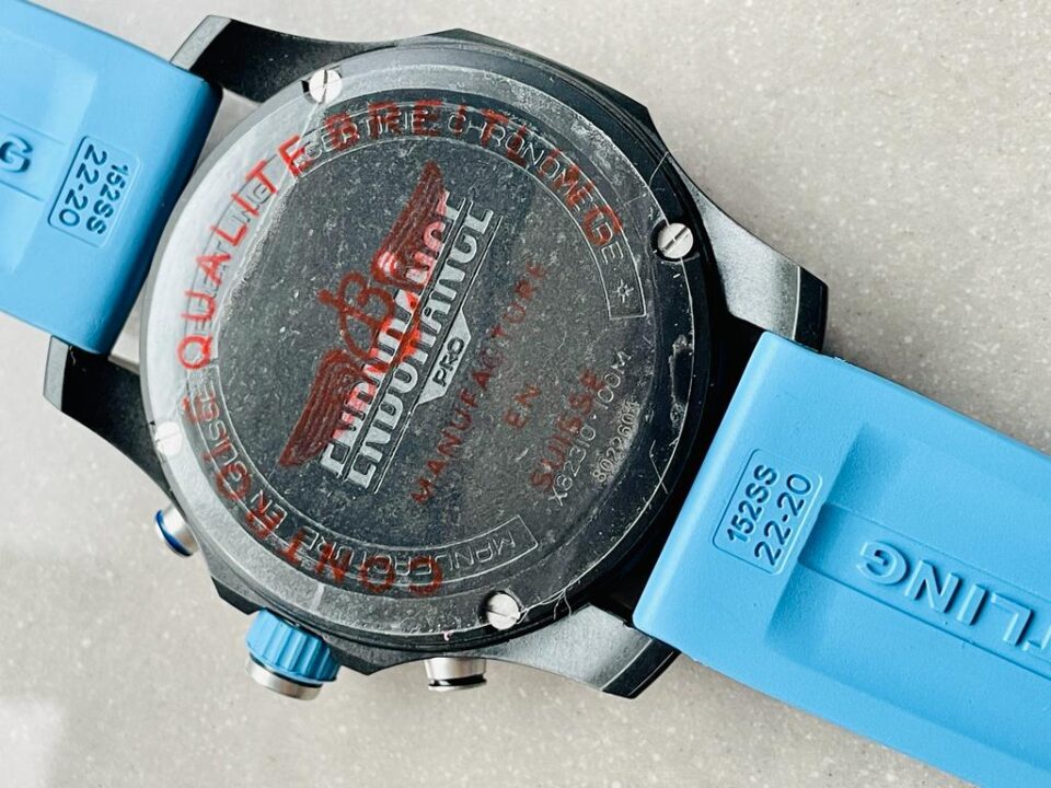 OGF Factory 1:1 Breitling Endurance pro 44mm Black dial Light Blue Rubber Strap quartz movement