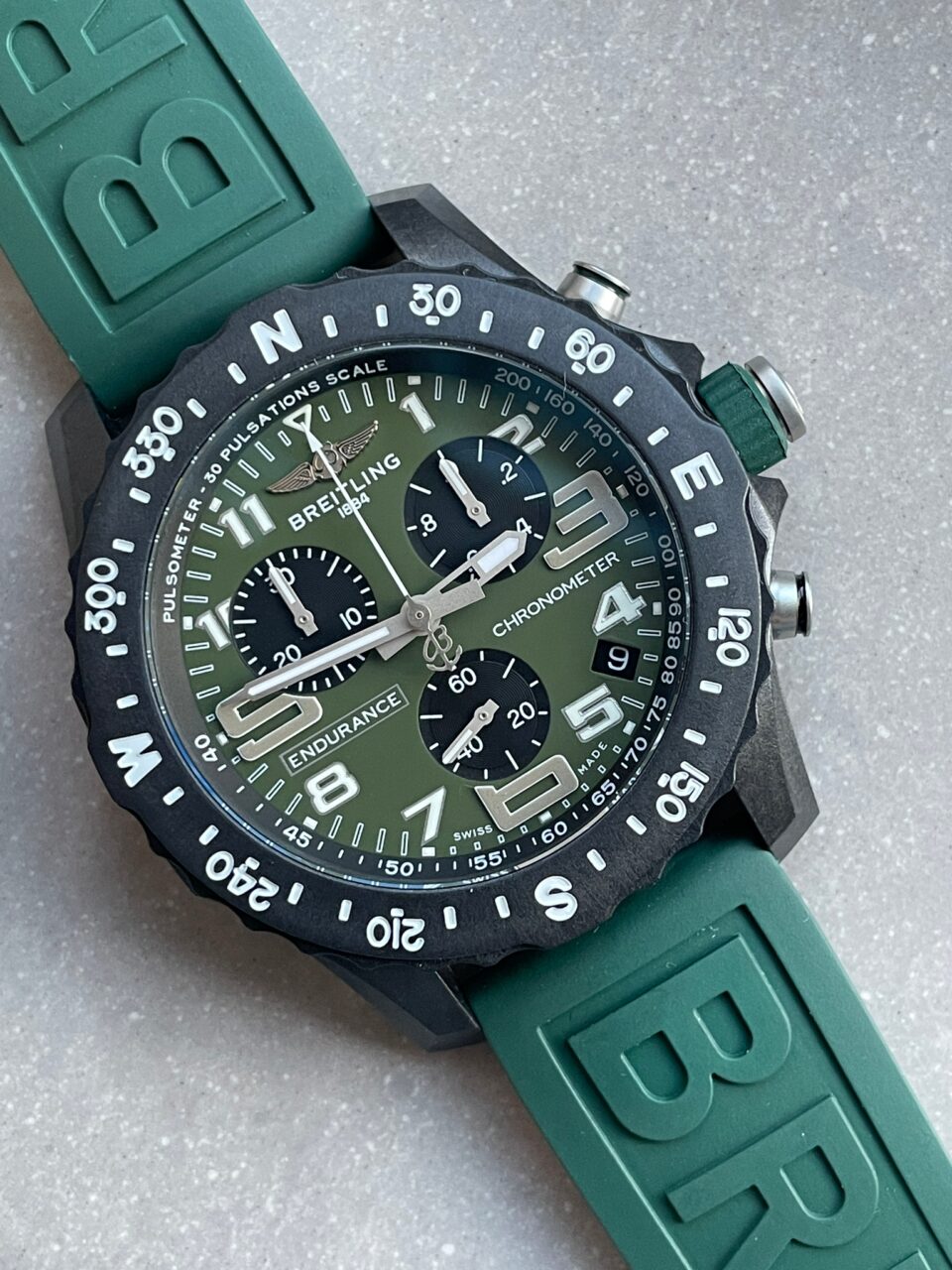 OGF Factory 1:1 Breitling Endurance pro 44mm Army green dial green Rubber Strap quartz movement