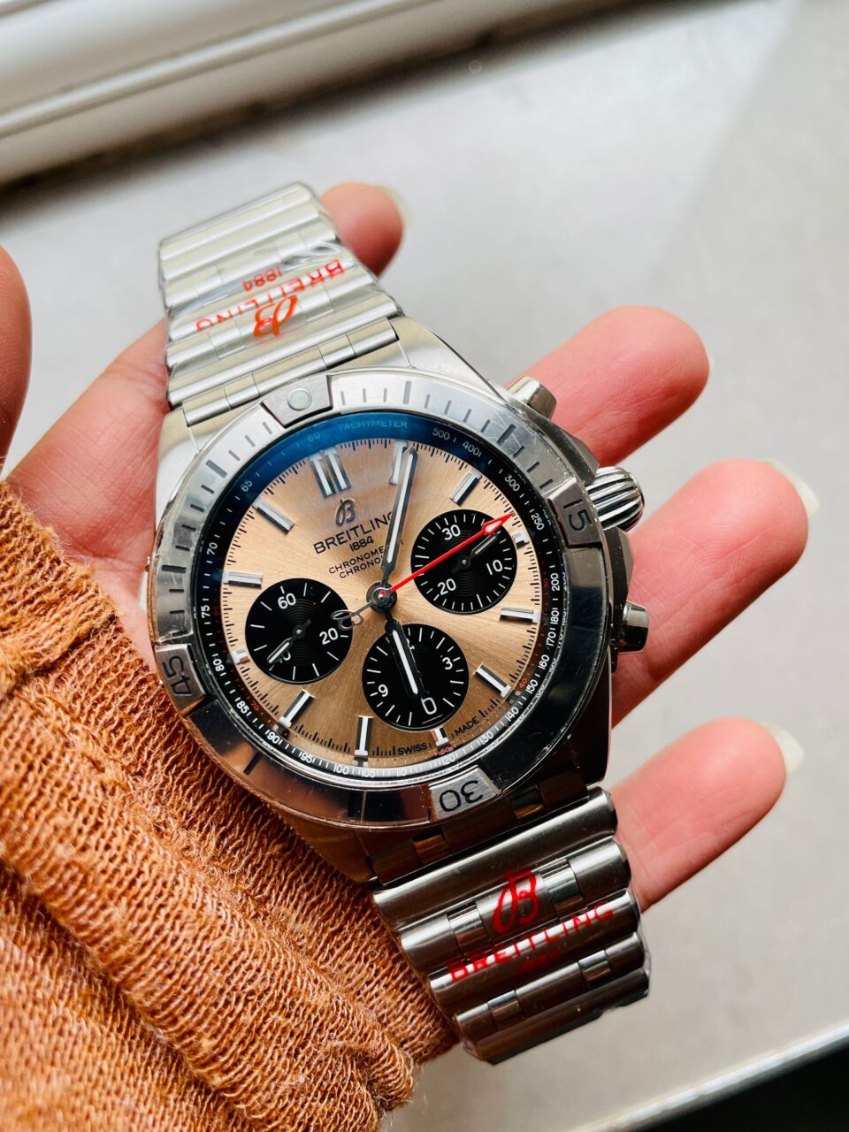 GF Factory 1:1 Breitling Chronomat SS  Copper dial Two Tone Bracelet Watches A7750