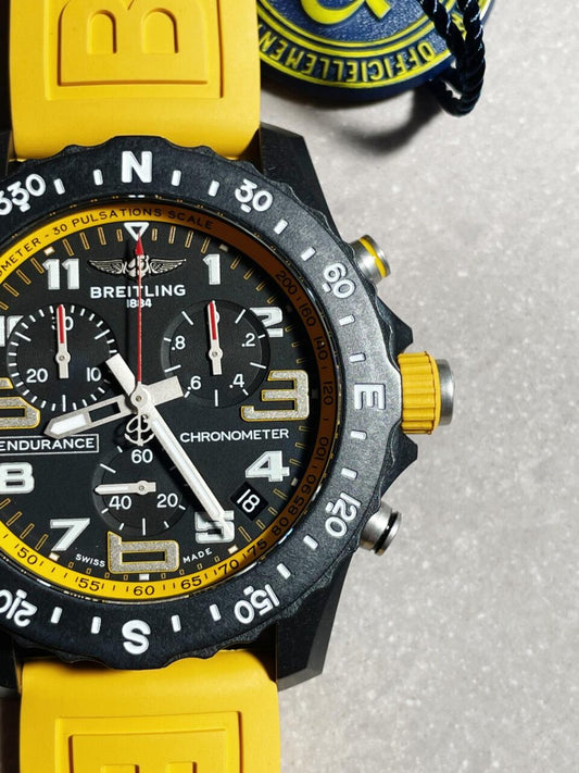 OGF Factory 1:1 Breitling Endurance pro 44mm Black dial Yellow Rubber Strap quartz movement