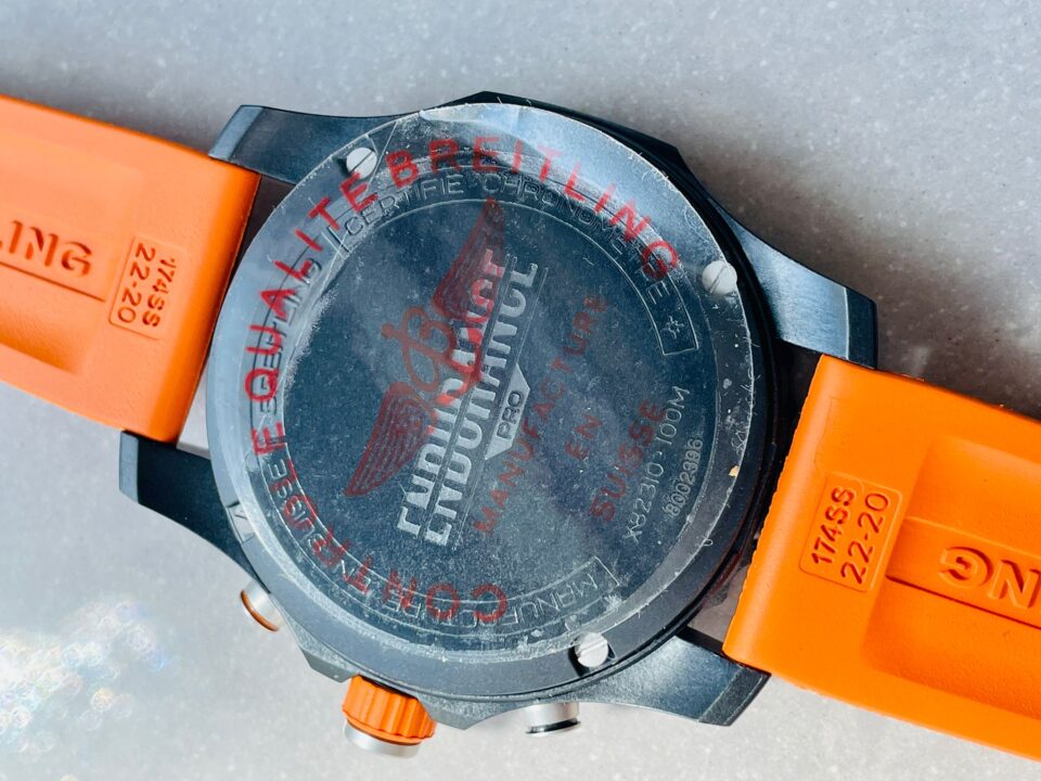 OGF Factory 1:1 Breitling Endurance pro 44mm Black dial orange Rubber Strap quartz movement