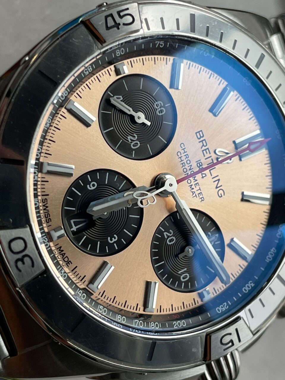 GF Factory 1:1 Breitling Chronomat SS  Copper dial Two Tone Bracelet Watches A7750