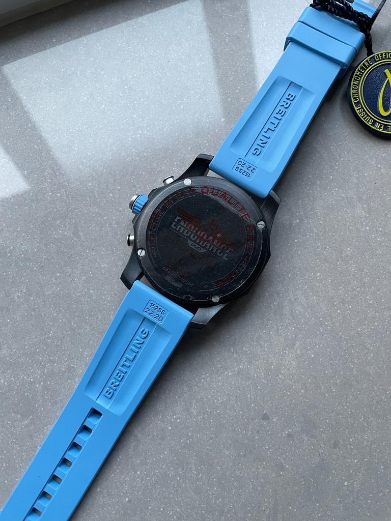 OGF Factory 1:1 Breitling Endurance pro 44mm Black dial Light Blue Rubber Strap quartz movement