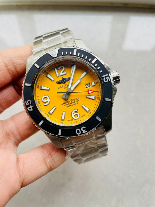 BLSF Factory 1:1 Breitling Superocean Automatic 44mm Best Edition Yellow Dial Black Bezel A2824